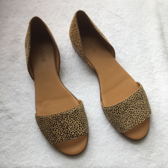 J. Crew Shoes - J. Crew Polka Dot Calf Hair Peep Toe Flats